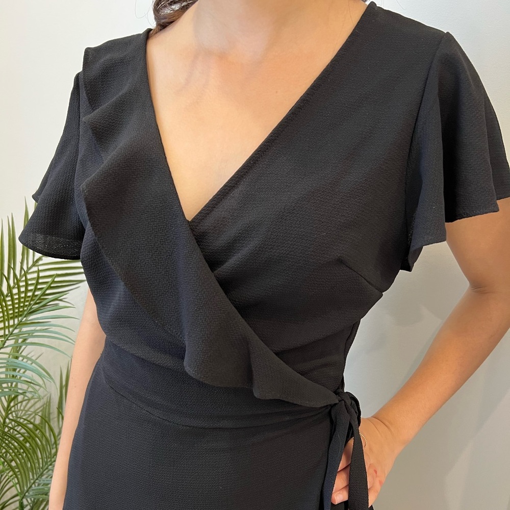 Black mini wrap dress
